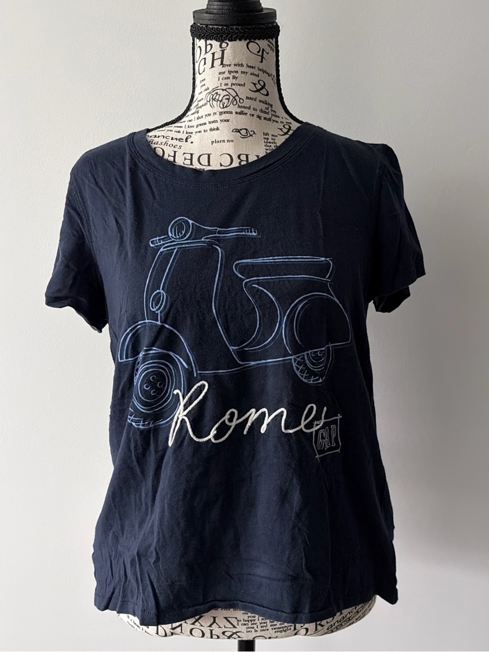 GAP Navy Short Sleeve Tee with Light Blue Scooter Graphic